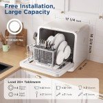 Gudsunal Compact Dishwasher with 6 Programs, Black