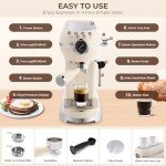 SUSTEAS Espresso Machine with Milk Frother, Beige
