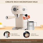 SUSTEAS Espresso Machine with Milk Frother, Beige