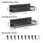 Magnetic Spice Rack with Hooks - 4 Pack