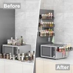 Magnetic Spice Rack with Hooks - 4 Pack