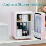 Mini Beauty Fridge with LED Mirror - Pink