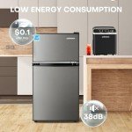 Upstreman 3.1 Cu.Ft Double Door Mini Fridge