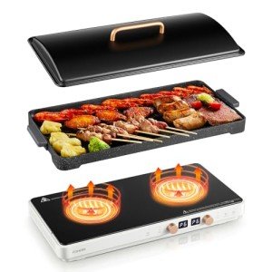 2-Burner Induction Cooktop with Non-Stick Griddle