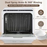 Compact Portable Countertop Dishwasher with Dual Sprays