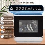 Compact Portable Countertop Dishwasher with Dual Sprays