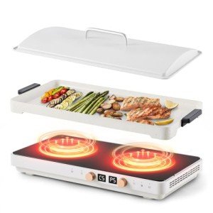 Olayks 2-Burner Induction Cooktop with Griddle Pan