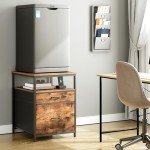 Herture Mini Fridge Stand with 3 Storage Options