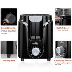 Willz Black 2-Slice Toaster with Wide Slots