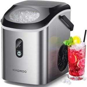 VIVIDMOO Compact Nugget Ice Maker for Kitchen