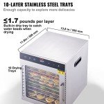 VEVOR 10-Tray Stainless Steel Food Dehydrator 800W