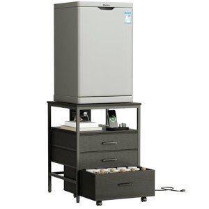 Herture Mini Fridge Stand with Rollable Storage