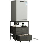 Herture Mini Fridge Stand with Rollable Storage