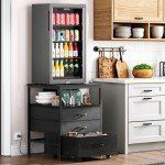 Herture Mini Fridge Stand with Rollable Storage