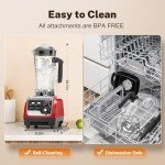 MAGETANG 1800W Powerful Smoothie Blender - Red