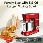 900W 8.5 QT Professional Stand Mixer - Red