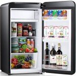Kismile Retro Mini Fridge with Freezer - Black