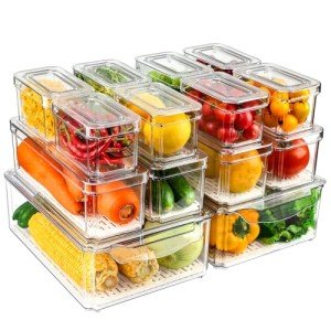NISILIN 14-Pack Clear Fridge Organizer Bins