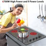 Karinear 30" 4-Burner Electric Cooktop with Knob Control