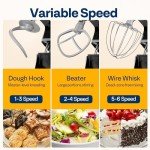 VIVOHOME 9-in-1 Stand Mixer with Timer and Attachments