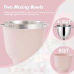 Rose Pink Stand Mixer with 2 Bowls & Attachments