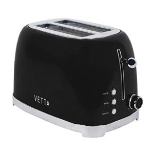 VETTA Retro 2-Slice Extra-Wide Toaster, Black