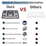 Anlyter 30" 5-Burner Stainless Steel Gas Cooktop