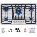 KOXKING 36" Stainless Steel Gas Cooktop with 5 Burners
