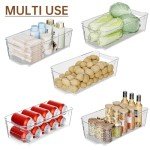 8-Pack Clear Plastic Fridge Organizer Bins
