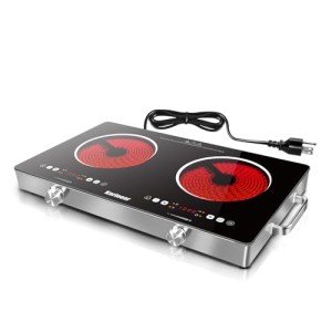 Karinear Portable 2 Burner Electric Cooktop 110V