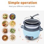 Blue 5-Cup Portable Rice Cooker with Keep-Warm