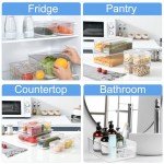KUMD Stackable Fridge Organizer Bins with Lids