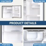 Frestec 1.7 Cu.Ft Compact Mini Fridge & Freezer