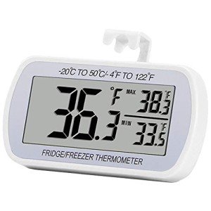 Digital Refrigerator Thermometer - Waterproof, Large LCD Display