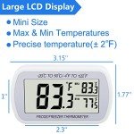 Digital Refrigerator Thermometer - Waterproof, Large LCD Display