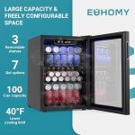 100 Can Mini Fridge with Glass Door and LED
