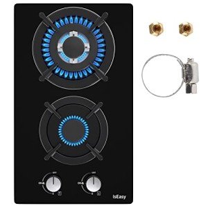 12" Tempered Glass Gas Cooktop with 2 Burners