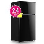 Compact Dual Door Mini Fridge with Freezer - Black