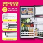 Compact Dual Door Mini Fridge with Freezer - Black