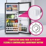 Compact Dual Door Mini Fridge with Freezer - Black