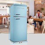 Galanz Retro Blue Dual Door Refrigerator, 12 Cu Ft