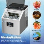 COSTWAY Stainless Steel Countertop Ice Maker – 48LBS/24H