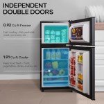 BODIOO 2.8 Cu.Ft. Refrigerator with Freezer, Dark Gray
