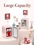 BOGDA Pink Mini Skincare Fridge with LED Mirror