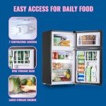 WANAI 3.5 Cu Ft Double Door Mini Fridge