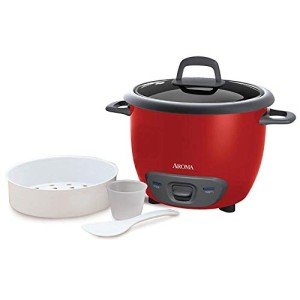 Aroma 14-Cup Rice Cooker and Food Steamer - Red