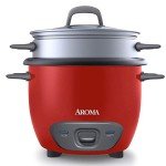 Aroma 14-Cup Rice Cooker and Food Steamer - Red
