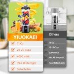 YIUOKAEI 21oz Portable USB Blender for Smoothies