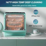 AIRMSEN Portable Mini Dishwasher with 5 Programs