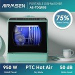 AIRMSEN Portable Mini Dishwasher with 5 Programs